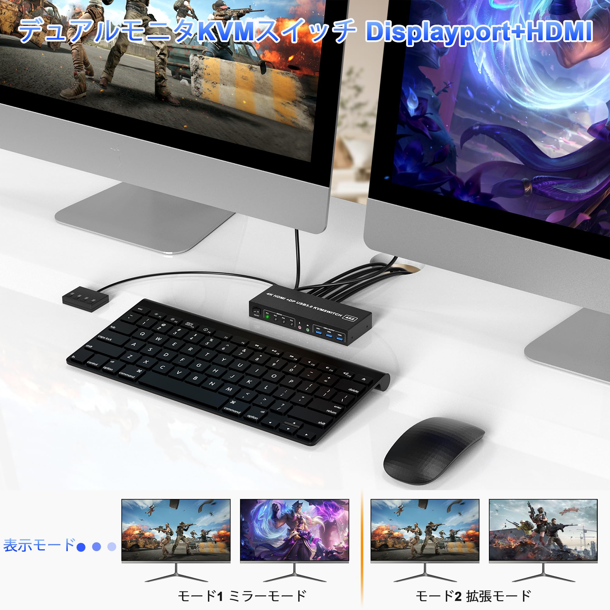 Amazon.co.jp: 4 ポート USB 3.0 Displayport + HDMI KVM スイッチ